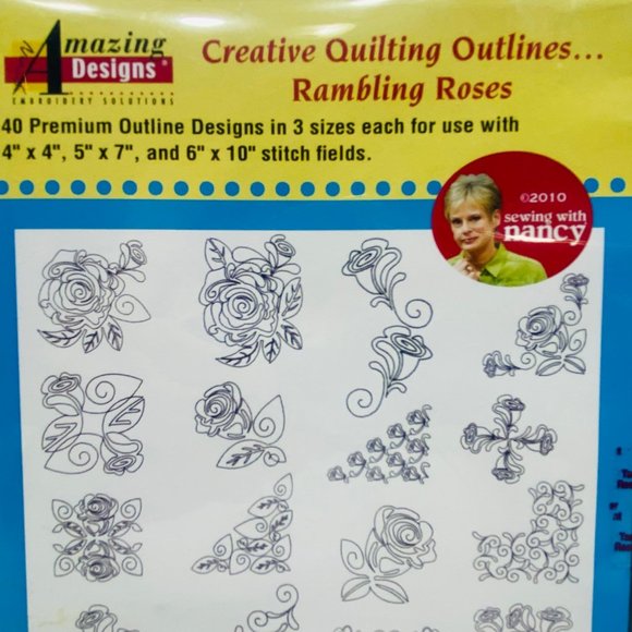 Amazing Designs Rambling Roses Quilting Outlines CD - New - Picture 2 of 6
